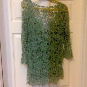 Hazel crochet lace top in mint green